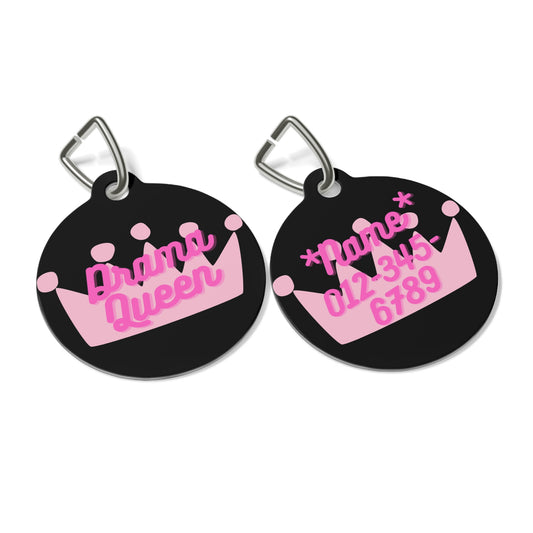 DRAMA QUEEN BK DOG PET TAG - swaggiwags