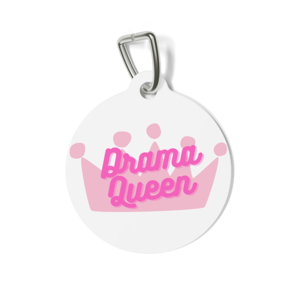 DRAMA QUEEN WHT DOG PET TAG - swaggiwags