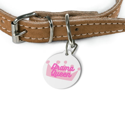 DRAMA QUEEN WHT DOG PET TAG - swaggiwags