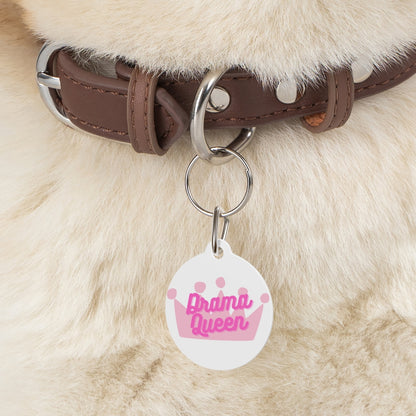 DRAMA QUEEN WHT DOG PET TAG - swaggiwags